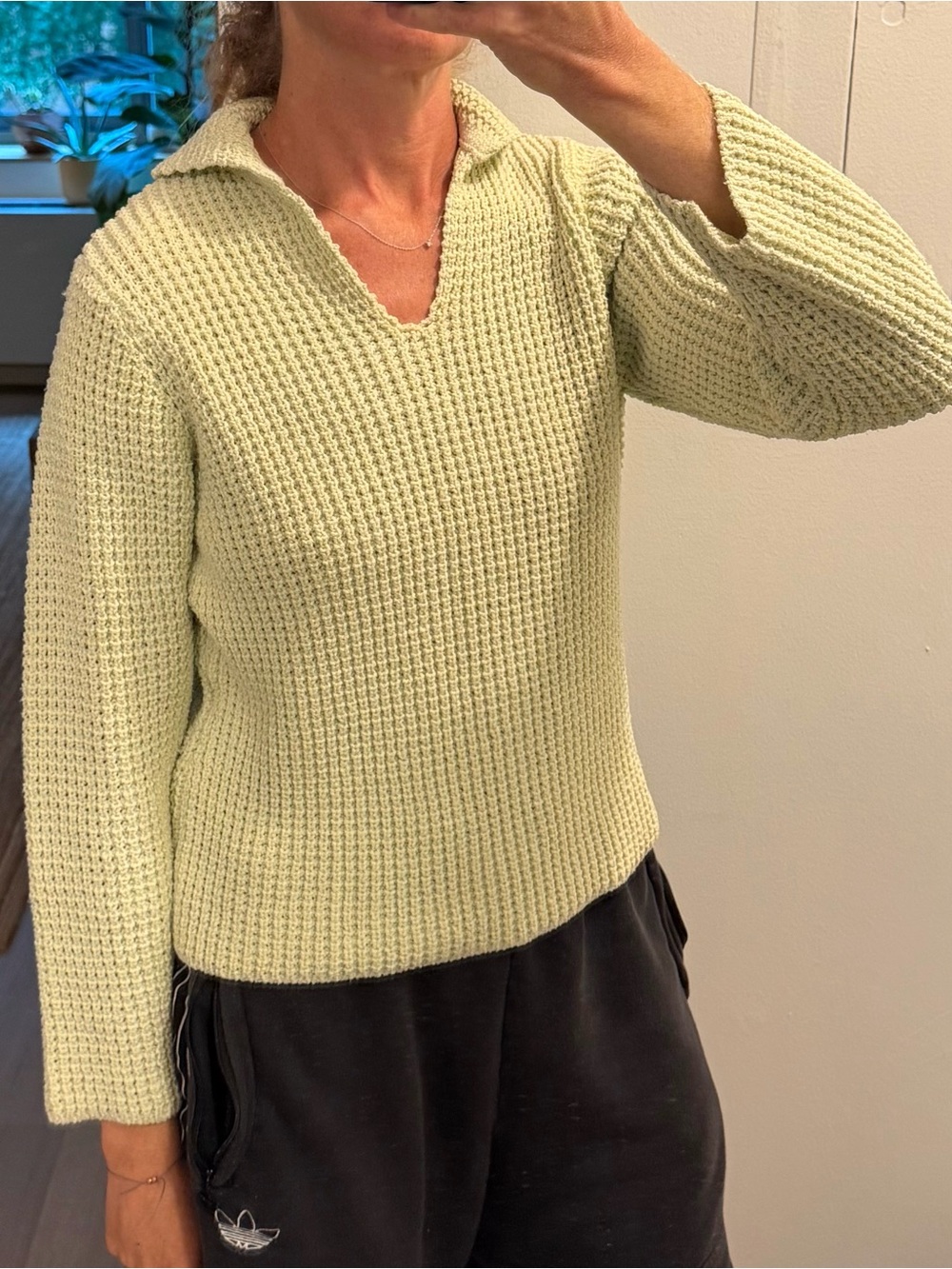 Sigrid Olsen Cream V-Neck Waffle Knit Sweater
